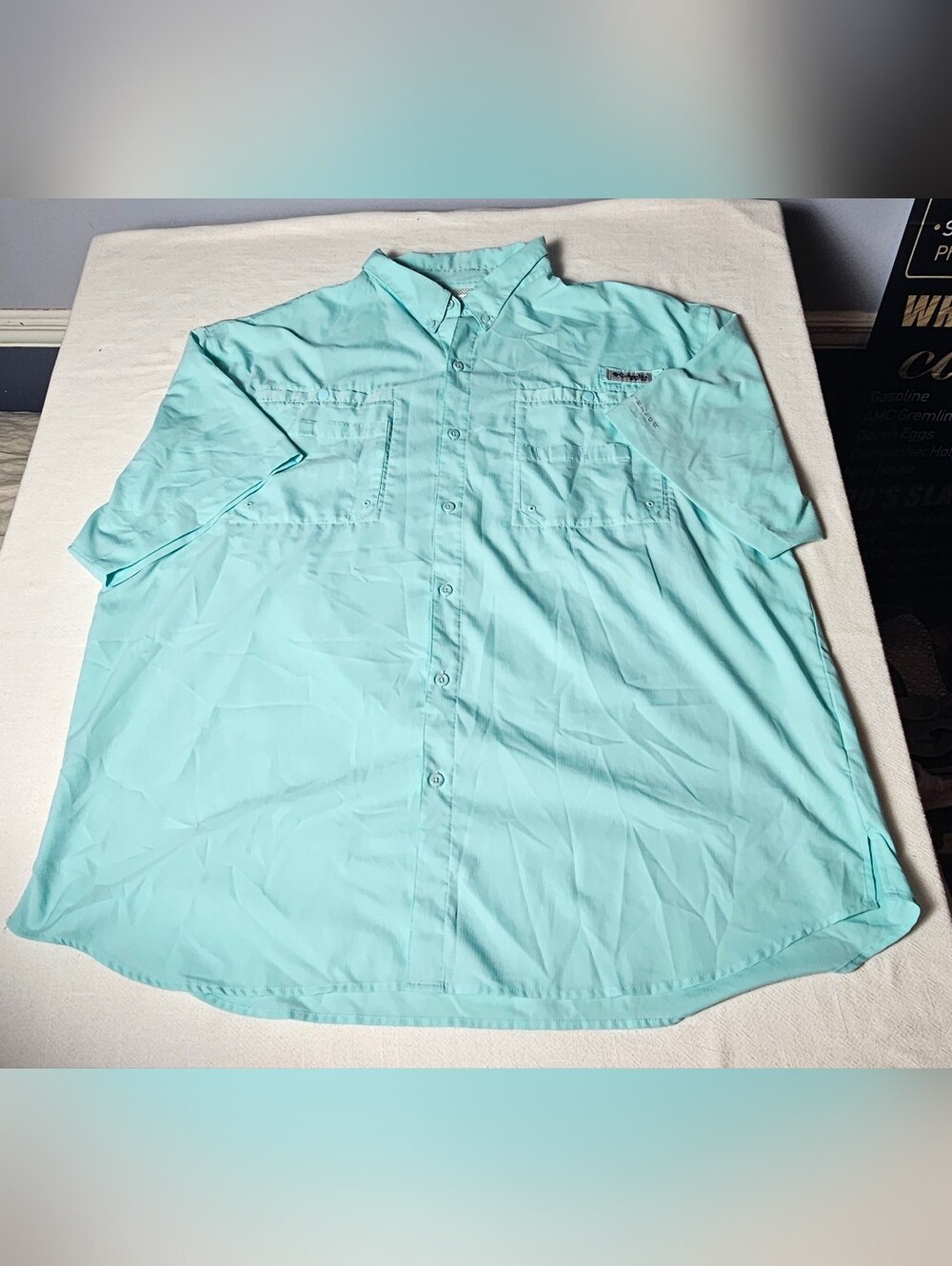Columbia PFG Bahama II Short-Sleeve Shirt Mens Size 3X Aqua Mint